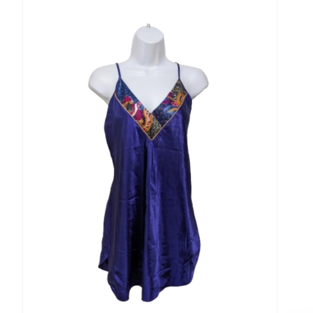 Deena Vintage Satin Chemise L 80s 90s Glam Glamour #3200